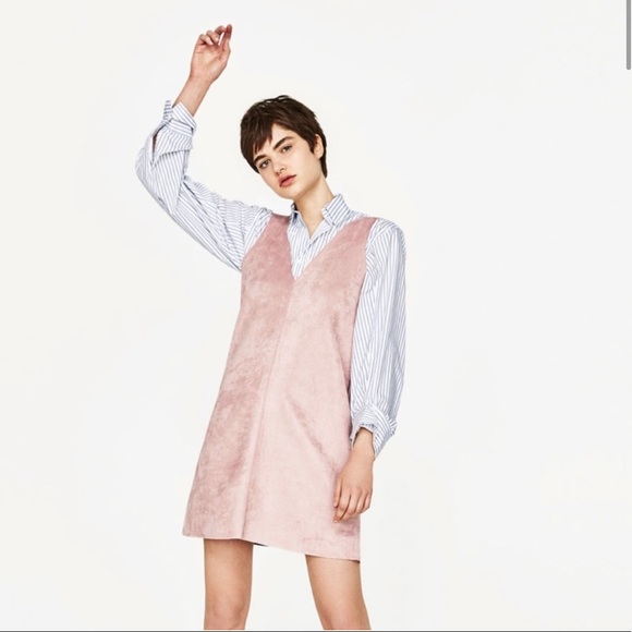 zara pink suede dress Zara Faux Suede Dress